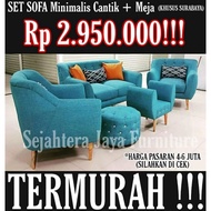 SET Sofa Minimalis Cantik / Sofa Retro Informa IKEA Minimalis + Meja