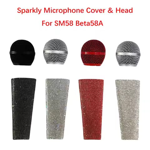 New Sparkly Microphone Cover with Mesh Head Microphone Sleeve Bling Microphone Decorative Sleeve for