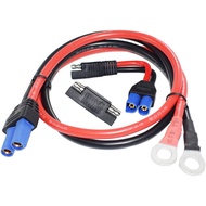 10AWG Connector Cable, 1.3ft EC5 Female Plug to O Ring Terminal Cable, 5.9in EC5 Male to SAE Power A