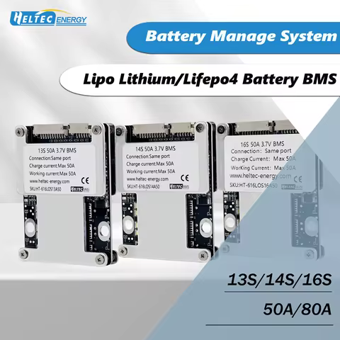 Heltec 13-16s BMS 13S 14S 16S 50A 80A BMS LFP NMC BMS 42V 48V 60V Battery Management System Electric