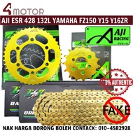 428 AJI ESR Yamaha FZ150 Y15ZR Y16ZR Y15 Y16 Sprocket With ESR GOLD CHAIN 428H 428HUO 132L Set AJI S