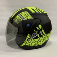 Helm Evo Racing Performance Kuning Doff Stabilo Half Face Helmet Nouvo Helem SNI Dewasa Motif