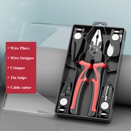 YOLO MALL 5 In 1 Multifunctional Pliers Set Wire Plier Vise Stripping Pliers Electrician Wire Cutters Crimping Work Tool Hand Tools