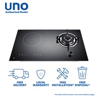 (Bulky) UNO 73cm Gas-Induction Hybrid glass hob UK7338