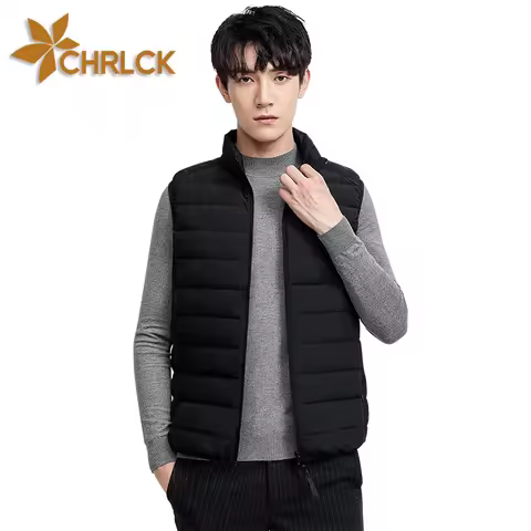 CHRLCK Men's Hiking 90% Down Seamless Vest Waterproof Ultra Light Thermal Jacket Men Hutting Camping