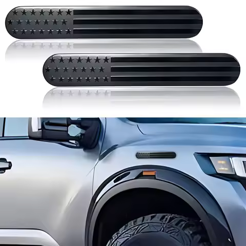 2Pcs 3D Metal Adhesive Sport Truck Car Badge USA American Metal Flag Auto Fender Emblem, Embossed ,U