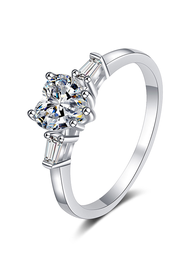 KAFANDENG | Female Engagement Wedding PT950 Platinum Heart-Shaped Cultured Diamond Ring