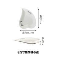 Creative Ceramic Dinnerware Plate Bowl Heart Shaped Dessert Fruit Double Helix Bamboo Edge Soup Plat