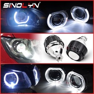 Sinolyn LED Angel Eyes Bi Xenon Projector For H7 H4 Headlight Lenses 2.5 Inch Black H1 HID Car Light Turn Signal Car Accessories