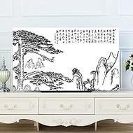 Chinese Ink Painting Art TV Dust Cover Anti Static Soft Lightweight Wall Mounted TV Protective Cover For Living Room Bedroom Decoration,TV Accessories(Size:46-49in(110x65cm),Color:C)