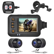 Motorcycle Waterproof Camera DVR Motorcycle Dashcam Front & Rear Camera Video Recorder DVR Black Nig