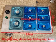 Bếp làm nóng thức ăn topping thực phẩm loại inox 304 kem 8 hoặc 8 khay topping