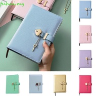FUHUI Heart Shaped Lock Journal, B6 Lined PU Leather Personal Planner Notepad, Vintage Locking with Key Thicken Hard Cover Travel Diary Office