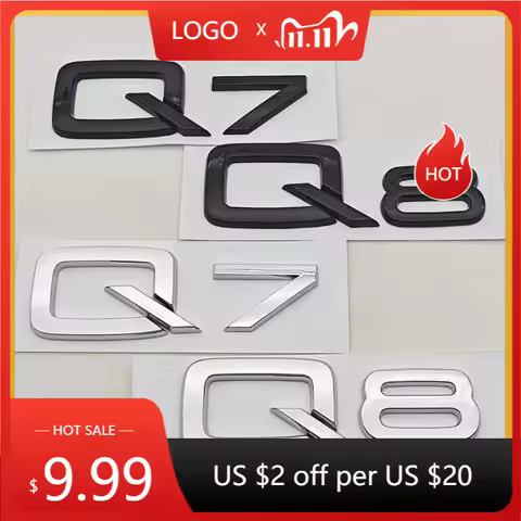 For Audi Q7 Q8 Quattro Car Sticker Accessories ABS Logo Q7 Q8 Rear Trunk Badge Emblem Decals Auto Le