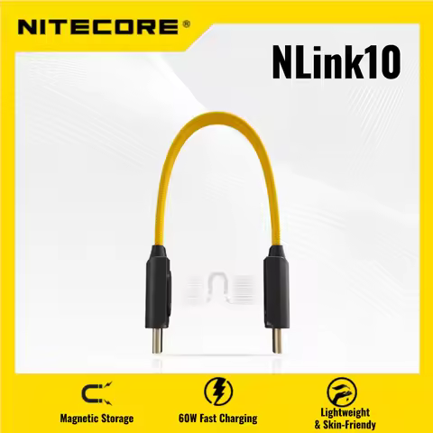 NITECORE NLink10 Type-C Magnetic Cable Storage USB-C 60W Fast Charge Cable 7CM Short Dual for Flashl