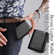 LAORENTOU Mens Bovine Leather Wallet&Cards Zipper Cards Holder Multi-function