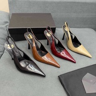 D58P Y/S New Style Pointed Toe Back Empty Shallow Mouth Fashion Shoes Cowhide Sexy Super High Stilet