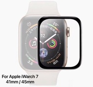 {包郵} iWatch 7 41mm / 45mm Clear Screen Protector for Apple Watch 3D Curved Edges Full Coverage Soft HD Film Tempered Glass Protector Ultra Thin All-Around Protective Cover for iWatch 7 蘋果手錶七代全屏玻璃保護貼 Free Shipping