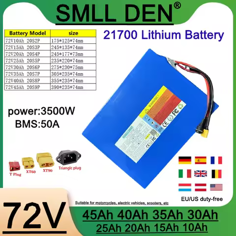 21700 New 72V 10Ah 15Ah 20Ah 25Ah 30Ah 35Ah 40Ah 45Ah Lithium ion Battery Pack 20S 3000W High Power