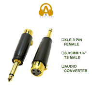 XLR Female to 6.35mm 1/4" TS Mono Adapter Unbalanced Female XLR to Quarter Inch Male Adapters for Mi