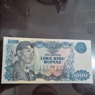 Uang Kertas Kuno Indonesia Pecahan 5000 Rupiah Tahun 1968 Sudirman Langka Rare Kondisi Au Dan Asli Original 