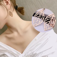 Alloy Leaf shaped earrings 1 pair 2 colours Hollow long style grace Retro Popular Earrings Anti-allergy Alloy Earrings Leaf Shaped Ear Studs