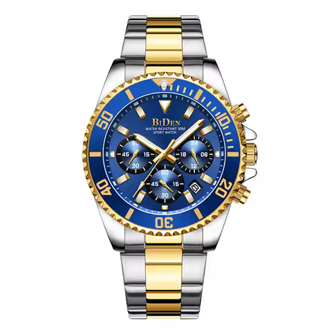 BIDEN Multi functional men's quartz watch luxury waterproof night light business style diving series