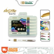 Bazic Metallic Brush Pen 6 Colors - Metallic Color Marker
