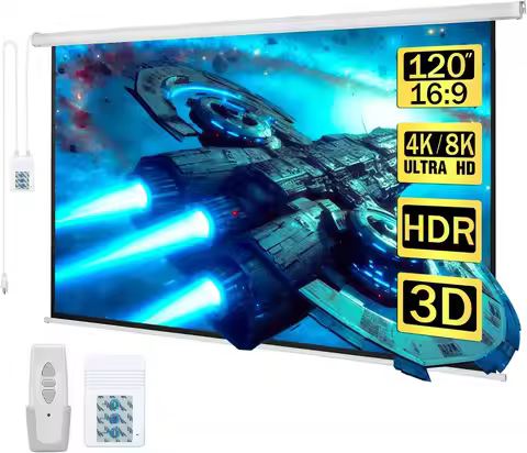 120" Motorized Projector Screen Electric Diagonal Automatic 16:9 HD Movies for Home Theater with Wir