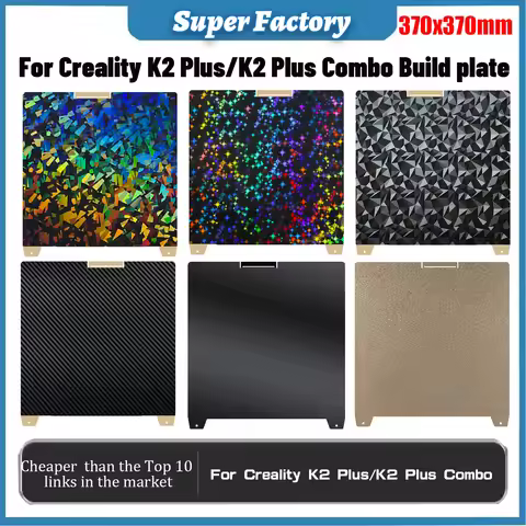 Upgraded K2 Plus Build Plate PEI Sheet 370x370mm Flexible Spring Steel Heatbed Surface Double Sided 