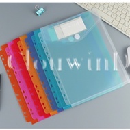 8pcs Rainbow Colours A4 Velcro File 11 Holes Folder Files Clear Filling Envelop Document Holder Labe