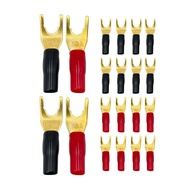 20Pc YU Shape Spade Banana Plug Gold Plated Fork Banana Plug Jack Plug Solderless Speaker Cable Powe