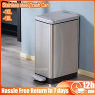 10/18L Garbage Bin Household Kitchen Living Room with Lid Narrow Seam Stainless Steel Foot Covered