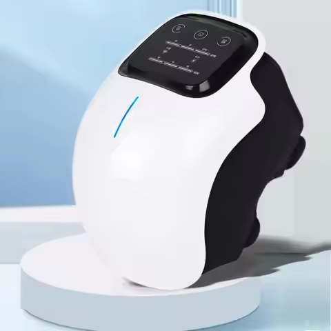 Cordless Knee Massager with Heat and Vibration, Portable Knee Massager with Large LED Screen, Adjust