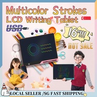 SG READY STOCK 16Inchs Colorful LCD Writing Tablet For Kids USB Charging Portable Drawing Pad