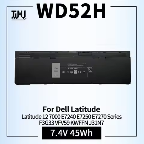 WD52H 45Wh Laptop Battery for Dell Latitude 12 7000 E7240 E7250 E7270 Series Notebook F3G33 VFV59 KW
