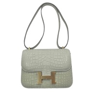 HERMES 愛馬仕 CONSTANCE 19 康康包 ALLIGATOR 鱷魚皮 冰川白 金釦