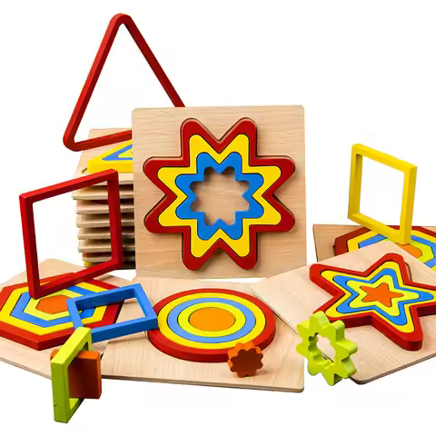 Wooden Geometric Shape Puzzle Kids Montessori Toys Shape Cognition Children Jigsaw Puzzle Board Lear