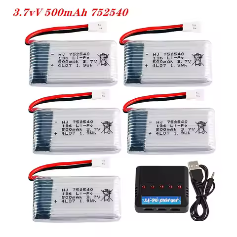 3.7V 500mAh 752540 Lipo Battery Rechargeable Battery + Charger For Syma X5C X5SW M68 Cheerson CX-30 