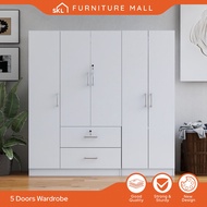 HAZLEO 5.7X6FT (3+2) DOORS WARDROBE WITH SHELF / almari baju /kabinet baju / almari baju budak /ward
