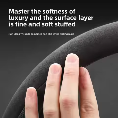 38cm Suede Steering Wheel Cover for SKODA Enyaq iV Elroq Fabia Kamiq Kodiaq Octavia - Winter Anti-Fr