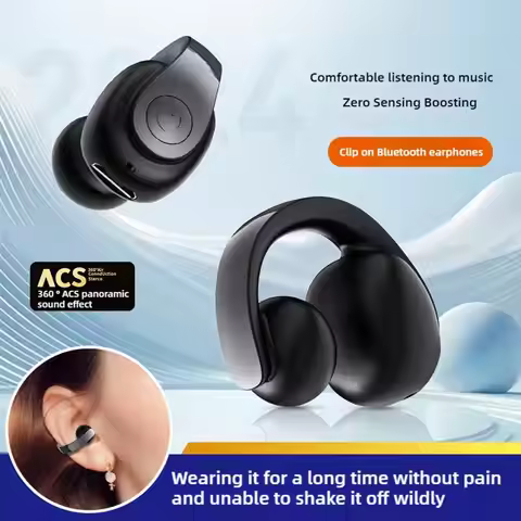 Wireless Ear Clip On Earphone Bluetooth-Compatible 5.4 Noise Canceling Sports Earphones Waterproof C