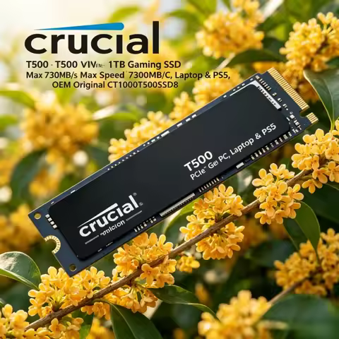 Crucial T500 1TB M.2 2280 PCIe 4.0 NVMe Gaming SSD, 7300MB/s Max Speed, OEM CT1000T500SSD8, for PC, 