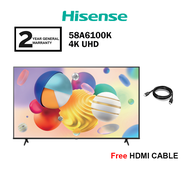 Hisense 58" 4K UHD Smart TV A6100K Series 58A6100K Television Replace 58A6100H (FREE HDMI CABLE)