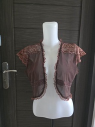cardigan sifon coklat renda pl