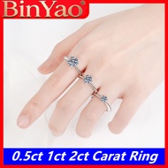 【BY】Fashion Imitation Moissanite Ring 0.5ct 1ct 2ct Classic Six-prong Men And Women Ring Jewelry Wed