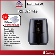 (HOT MODEL) Elba Air Fryer | EAF-J3213D(BK) | EAF-S6214D(BK) | 3.2L | 6.2L | 360 Hot Air Circulation