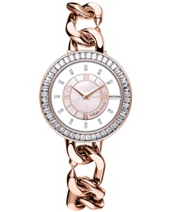 นาฬิกา CIGA Design สำหรับผู้หญิง Koleksi Sparkle นาฬิกาเควอทซ์ แนวขอบประดับอัญมณี แผ่นหน้าปัดไข่มุกท