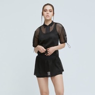 不可退換 /透視網眼造型POLO衫(女) - 烏黑