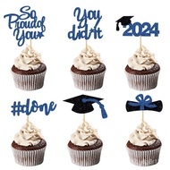 🚓2024Graduation Cake Inserting Card Diploma Certificate Graduation Cap Graduation Season Theme Party Scene Layout Decora